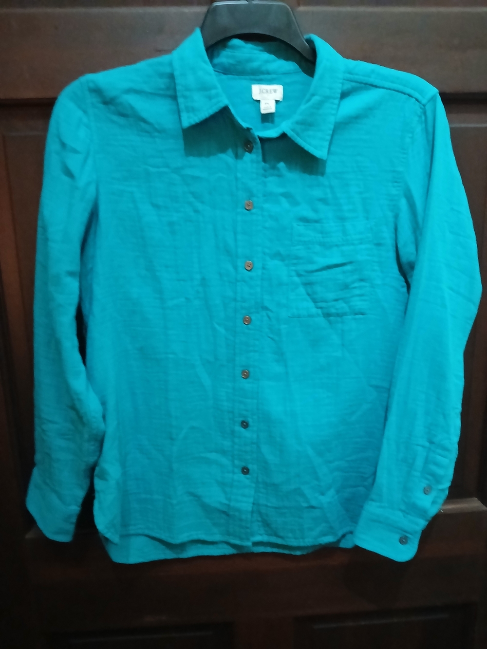 J. Crew Women's Teal Button-Up Shirt Size PL NWT Gauzey Soft  Fabric